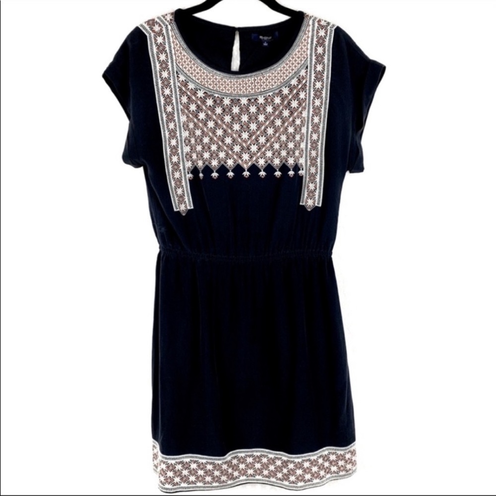 Madewell Black Dress with White and Brown Embroidery - Picture 6 of 7